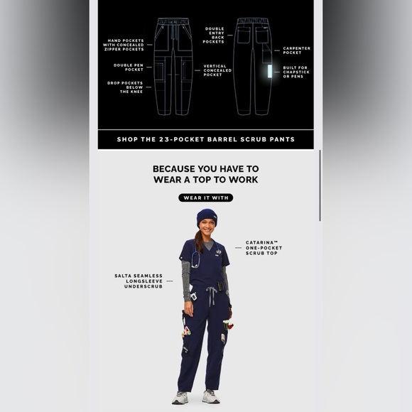 Navy 23-Pocket - Barrel Scrub Pants - Regular length - Picture 5 of 6